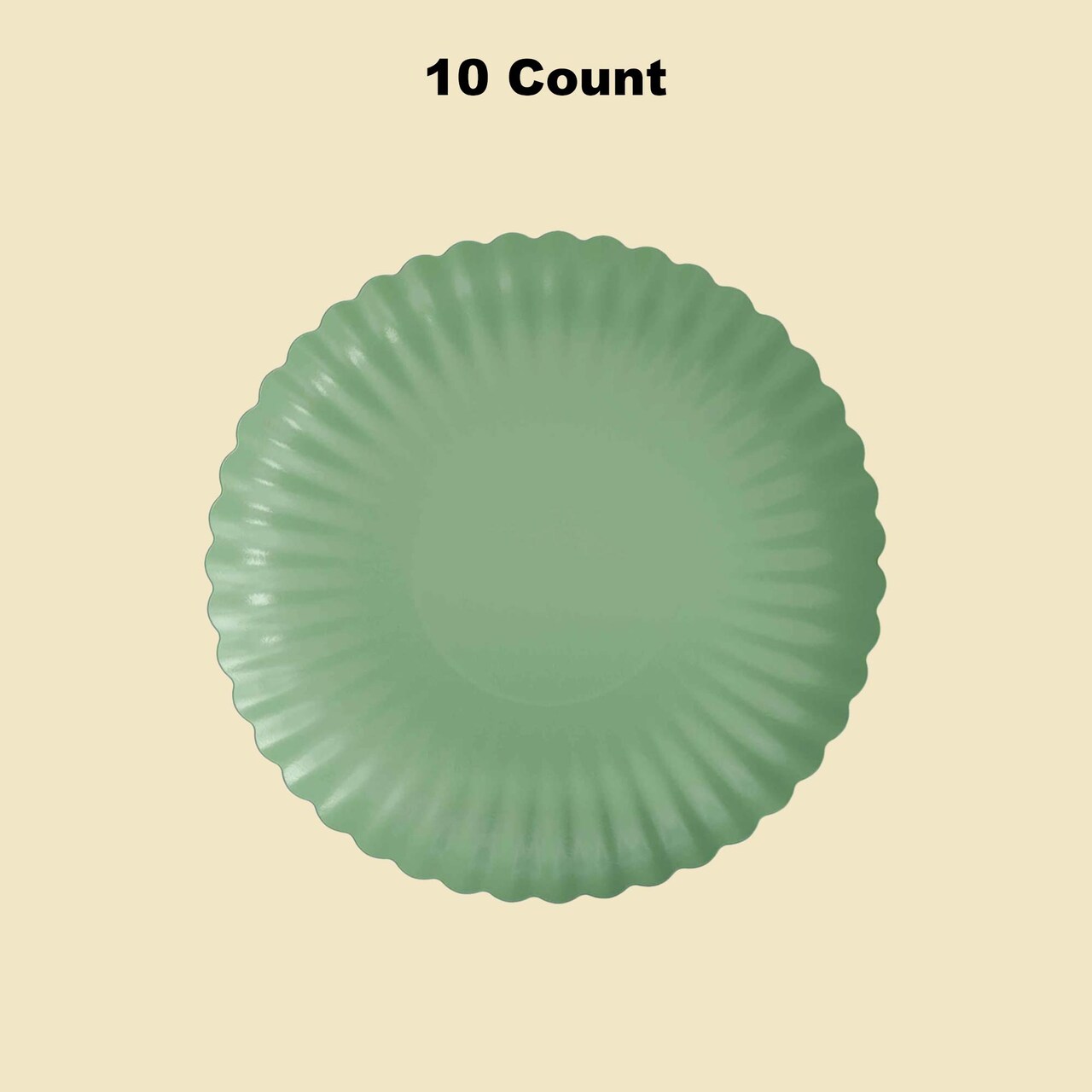 10 Count Scalloped Paper Plates Matcha Green 8.5 Inch Disposable Party Supplies
